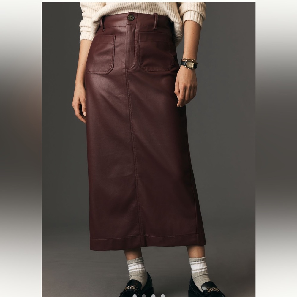 The Collette Faux Leather Maxi Skirt by Maeve Anthropologie